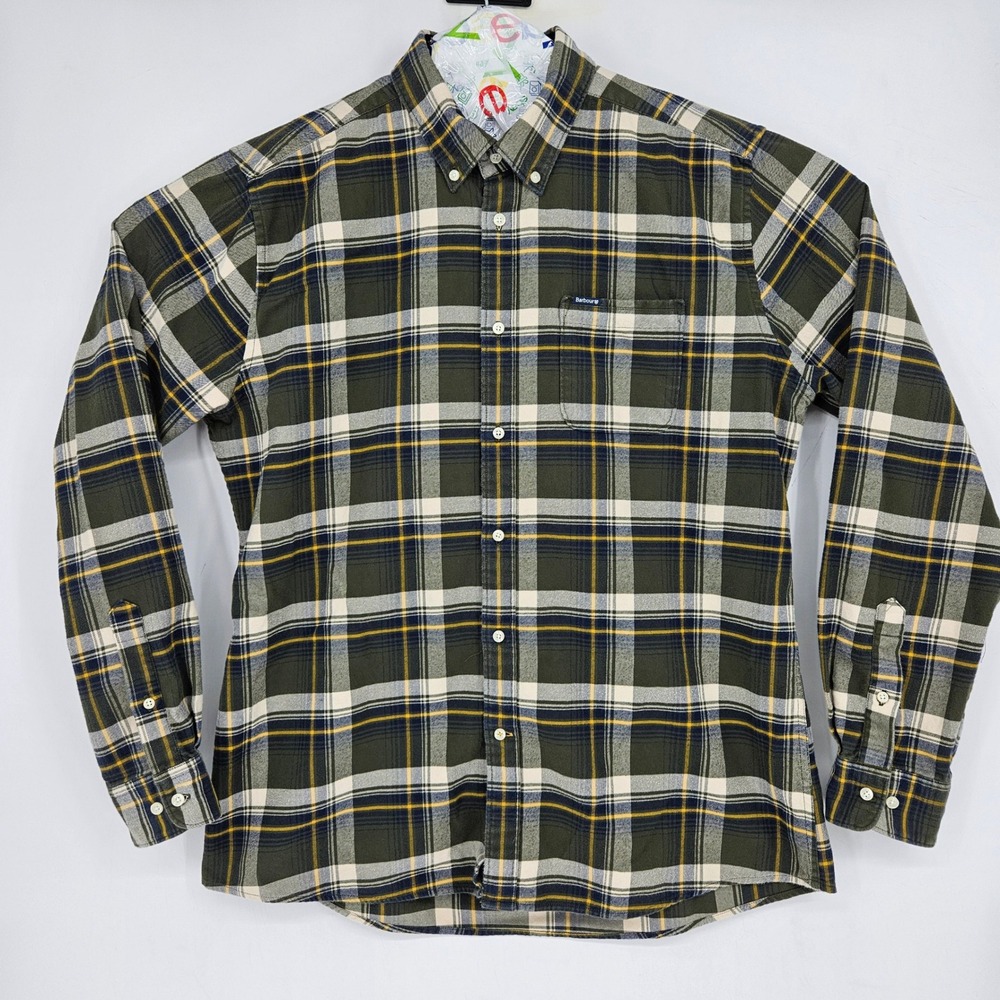 Barbour Shirt Mens XL Green Plaid Flannel Tailored‎ Fit Outdoor Luxury Cotton